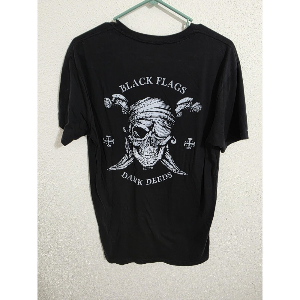 BC Limited Shirt Mens Large Black Black Flags Dark Deeds Pirate Graphic Tee